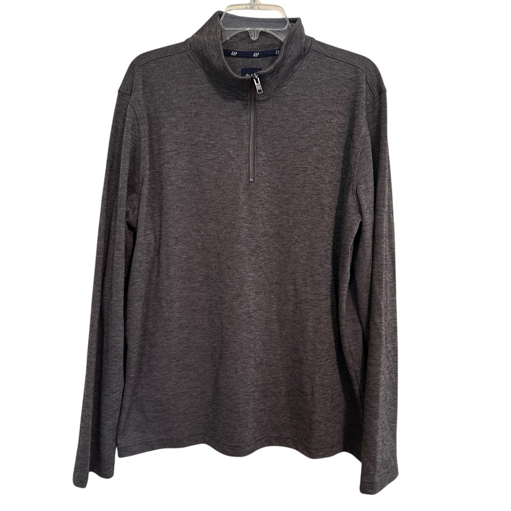 Gap Quarter Zip 1/4 Pullover Sweater Men's Size Large Gray Dressy Preppy